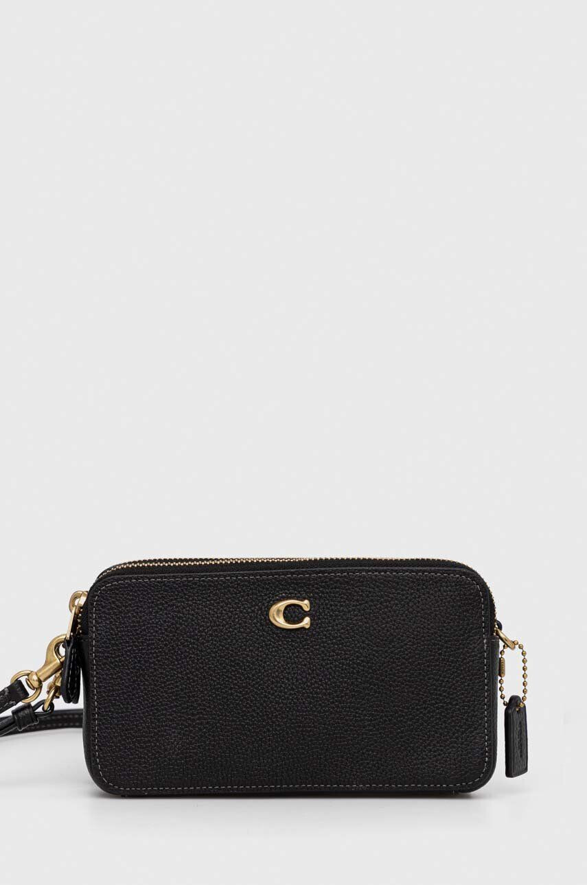 Coach poseta de piele culoarea negru - Pled.ro