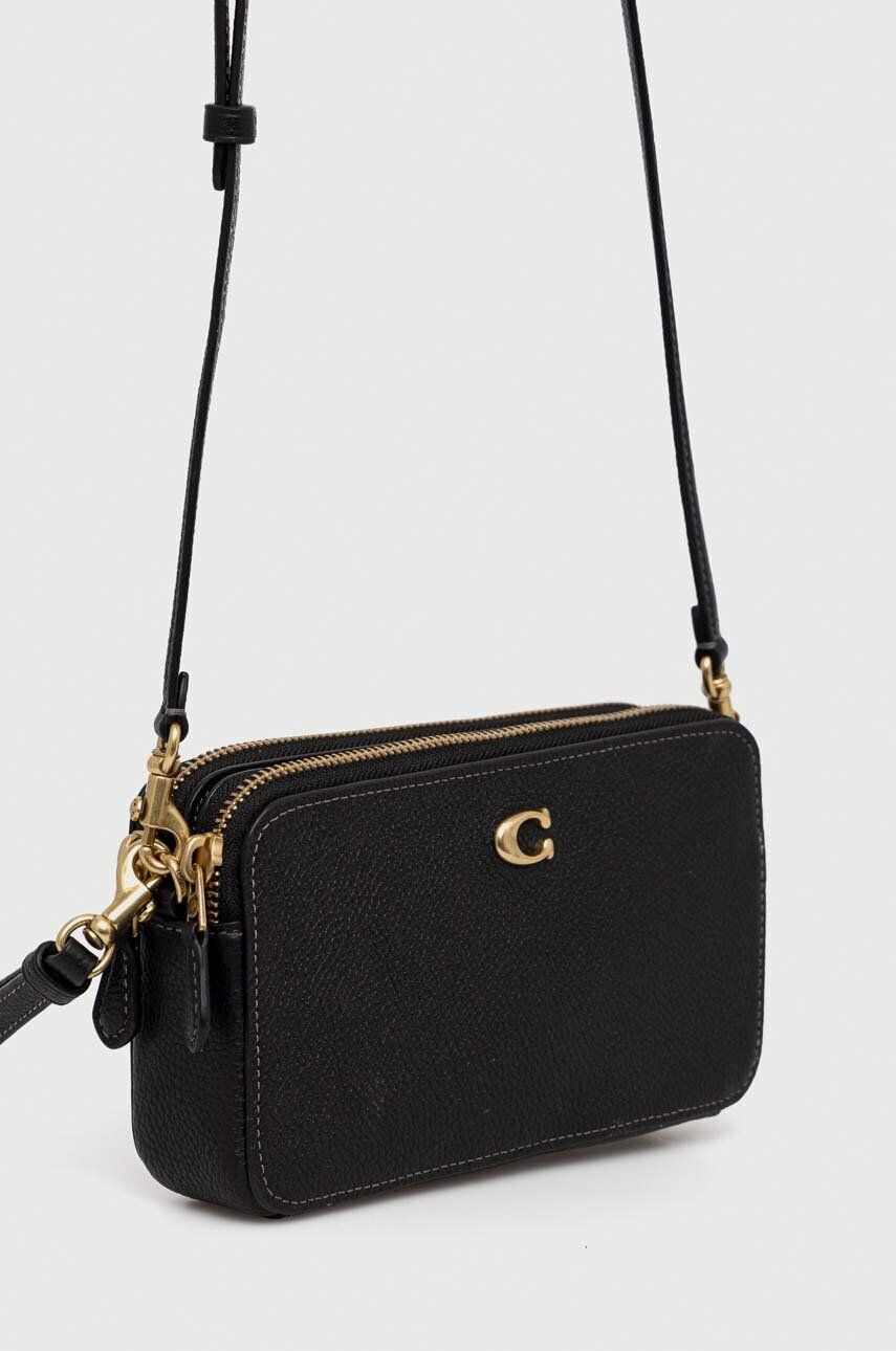 Coach poseta de piele culoarea negru - Pled.ro