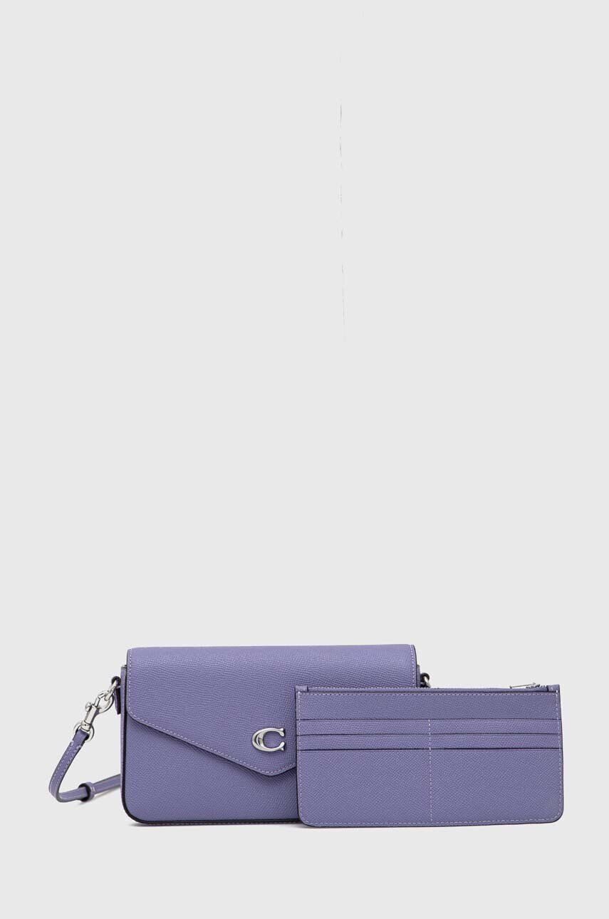 Coach poseta de piele culoarea violet - Pled.ro