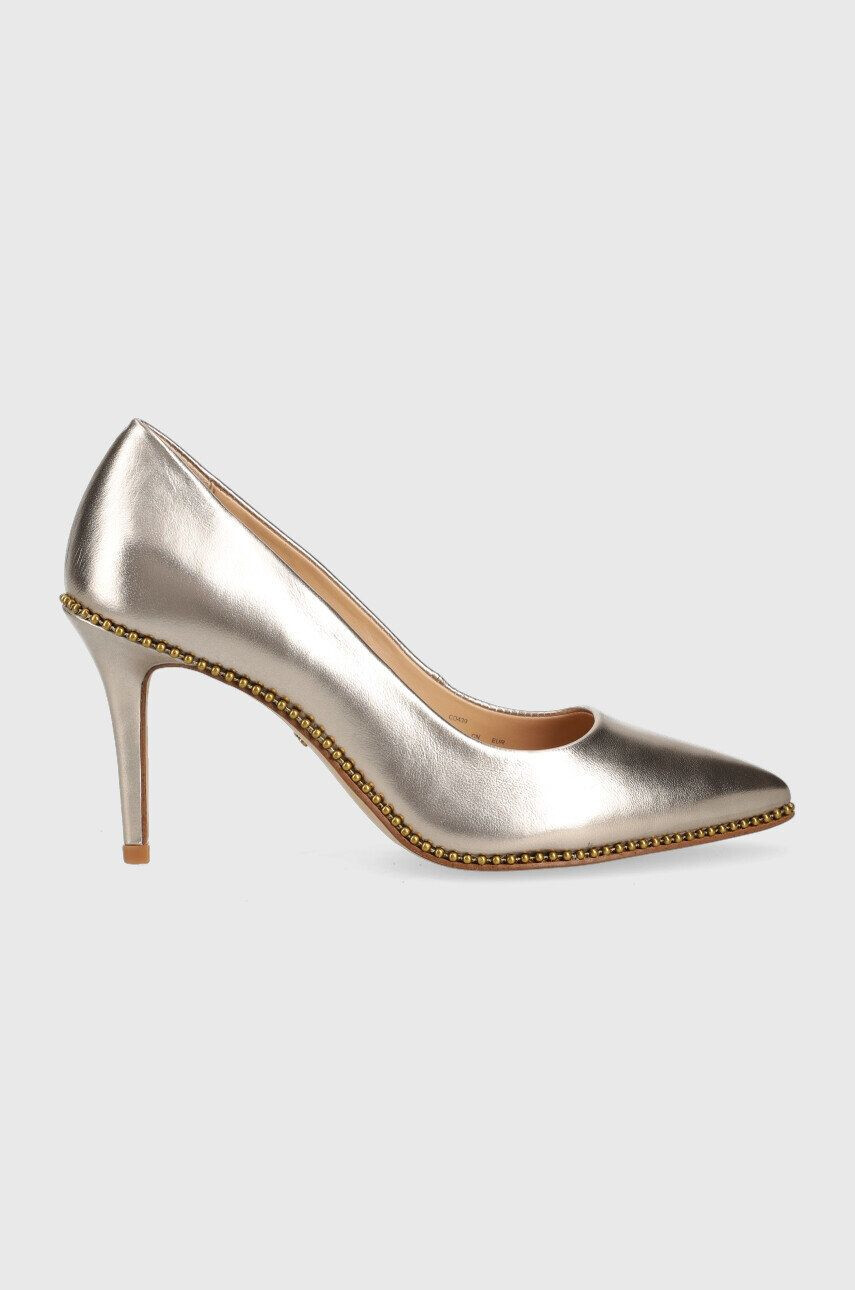 Coach stilettos de piele Cd439 Waverly Metallic Pump culoarea auriu - Pled.ro