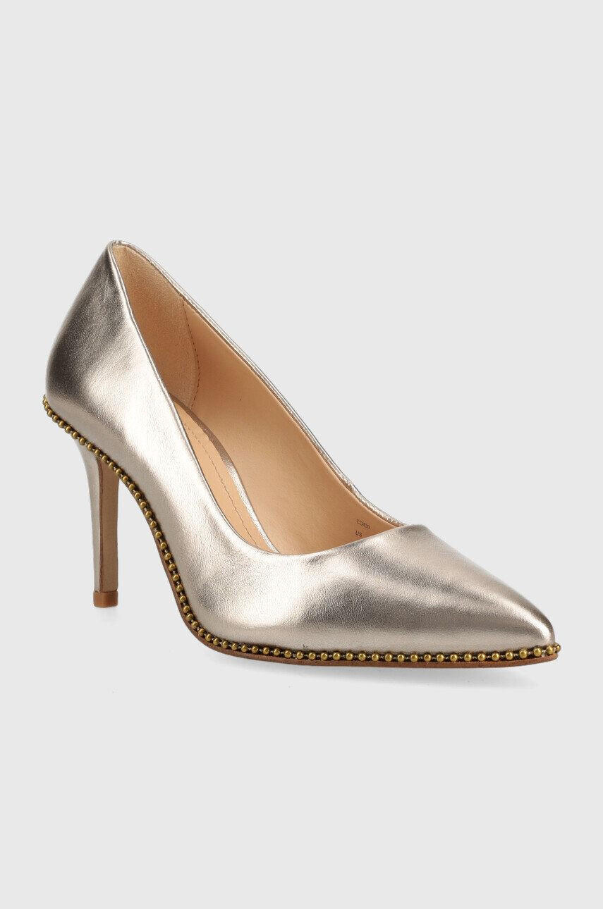 Coach stilettos de piele Cd439 Waverly Metallic Pump culoarea auriu - Pled.ro