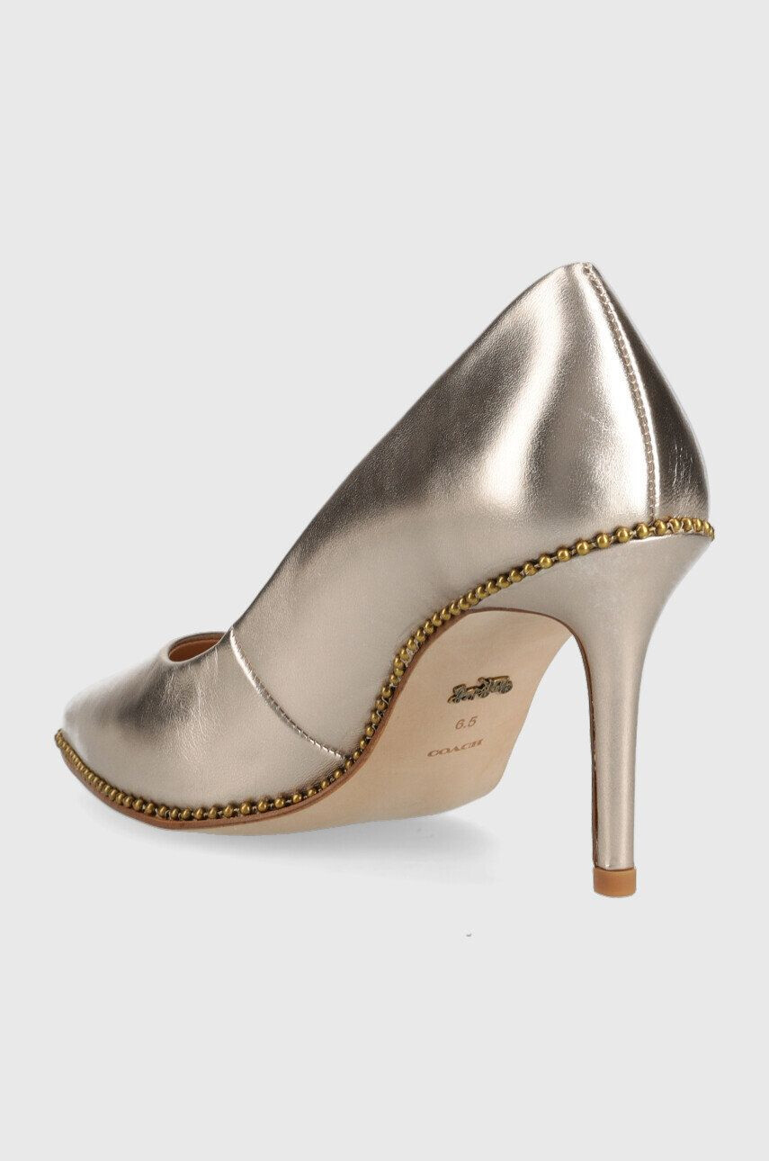 Coach stilettos de piele Cd439 Waverly Metallic Pump culoarea auriu - Pled.ro