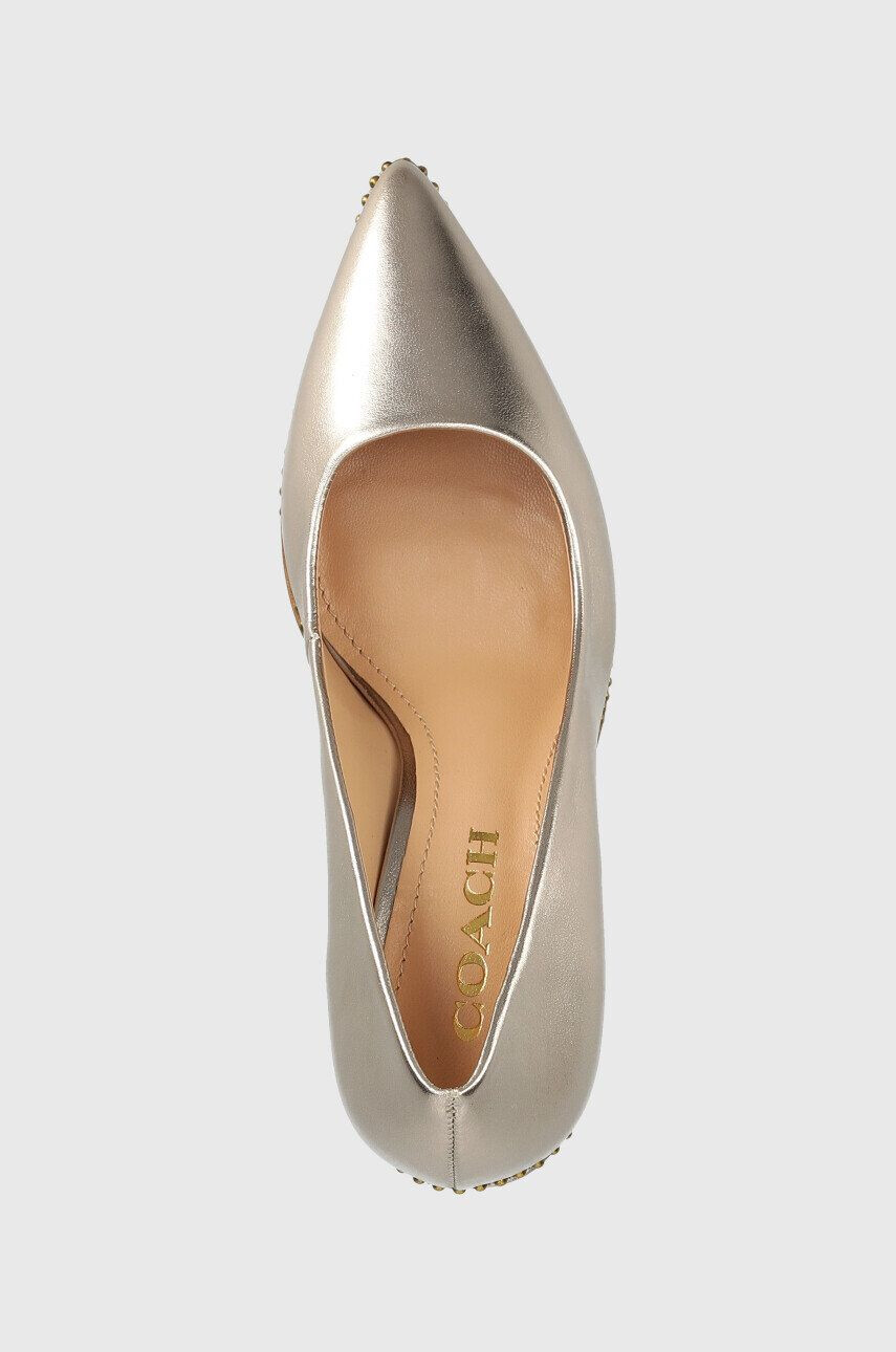 Coach stilettos de piele Cd439 Waverly Metallic Pump culoarea auriu - Pled.ro