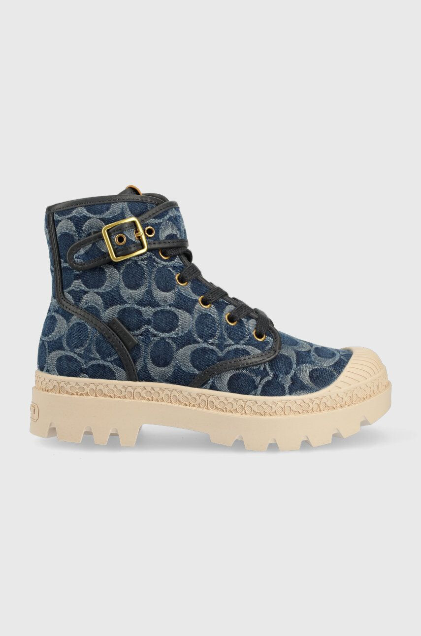 Coach Teniși Trooper Denim Boot Trooper femei culoarea albastru marin CA510 - Pled.ro