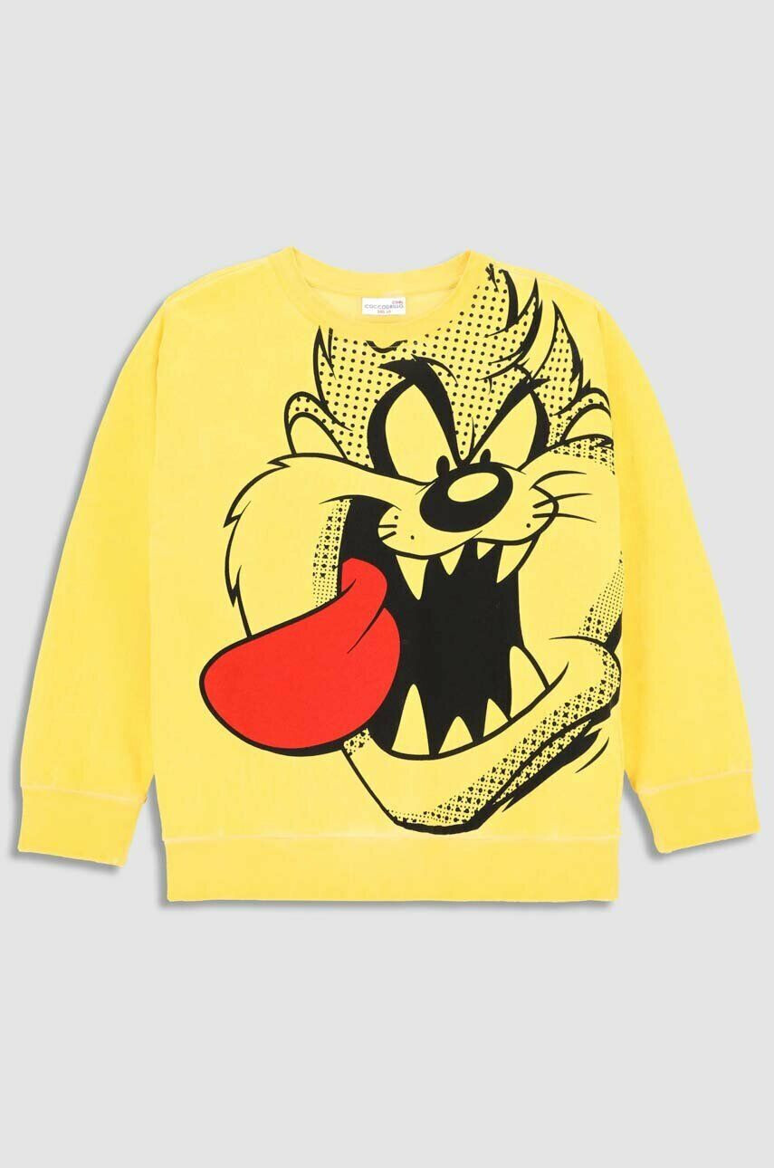 Coccodrillo hanorac de bumbac pentru copii x Looney Tunes culoarea galben cu imprimeu - Pled.ro