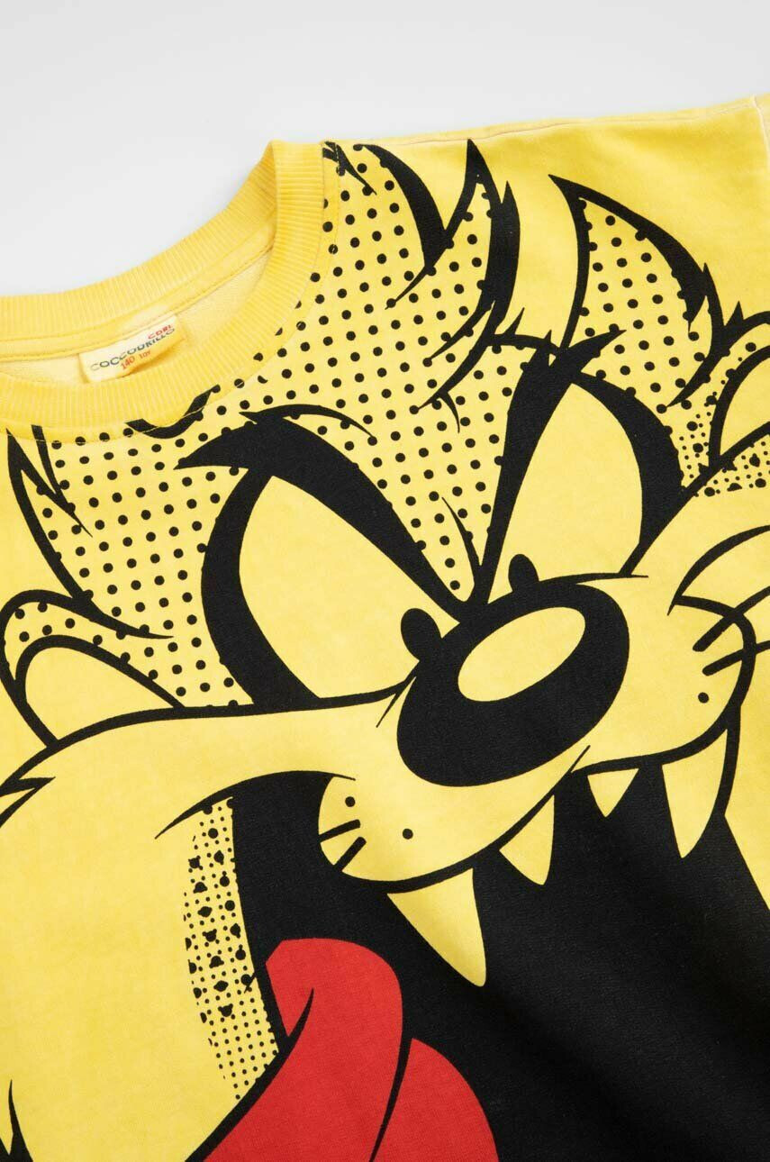 Coccodrillo hanorac de bumbac pentru copii x Looney Tunes culoarea galben cu imprimeu - Pled.ro