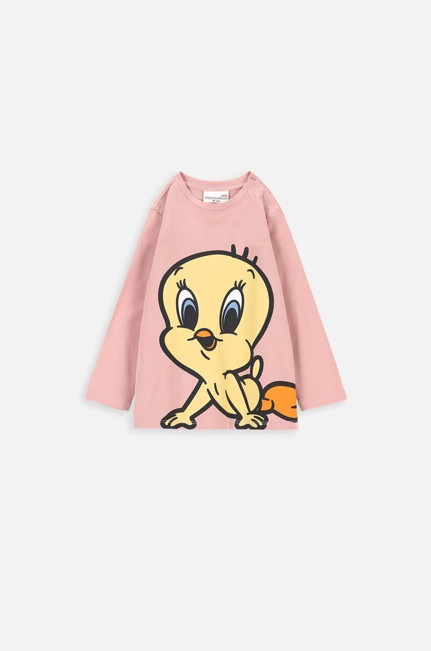 Coccodrillo longsleeve bebelusi x Disney culoarea roz - Pled.ro