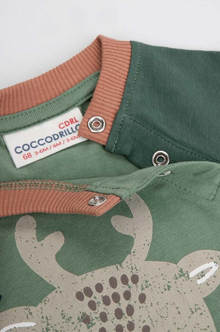 Coccodrillo longsleeve din bumbac pentru bebeluși culoarea verde cu imprimeu - Pled.ro