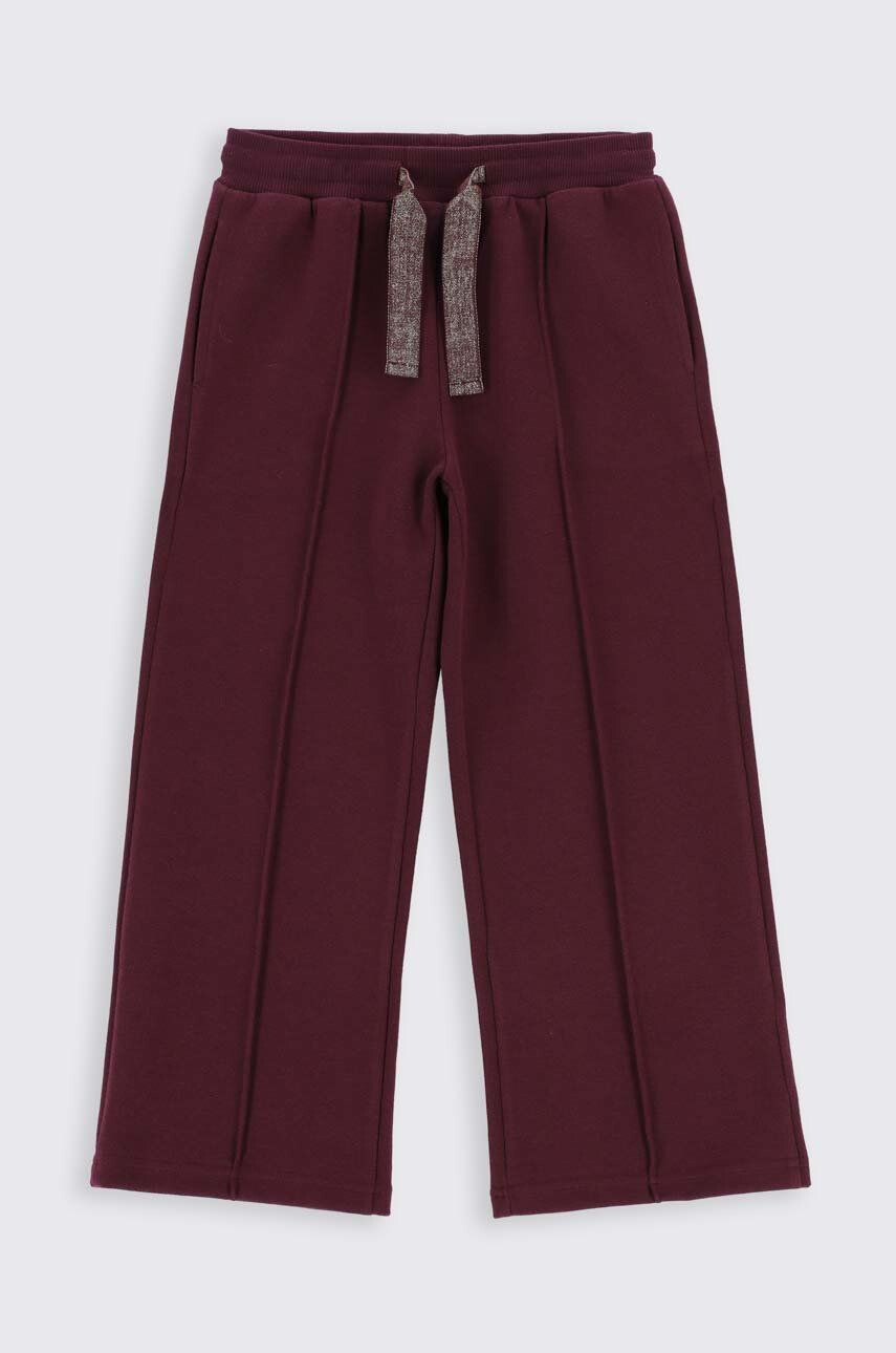 Coccodrillo pantaloni de trening din bumbac pentru copii culoarea bordo neted - Pled.ro