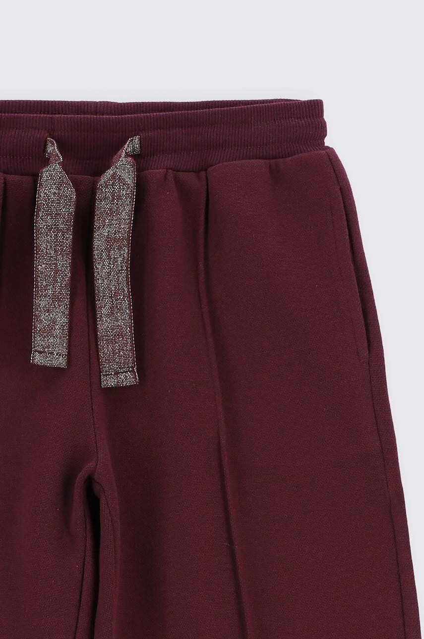 Coccodrillo pantaloni de trening din bumbac pentru copii culoarea bordo neted - Pled.ro