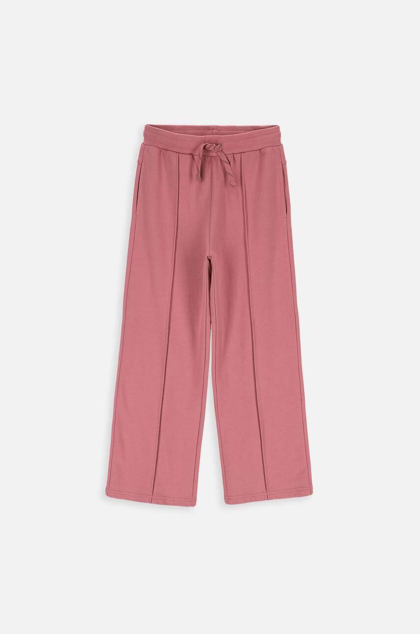 Coccodrillo pantaloni de trening din bumbac pentru copii culoarea roz neted - Pled.ro