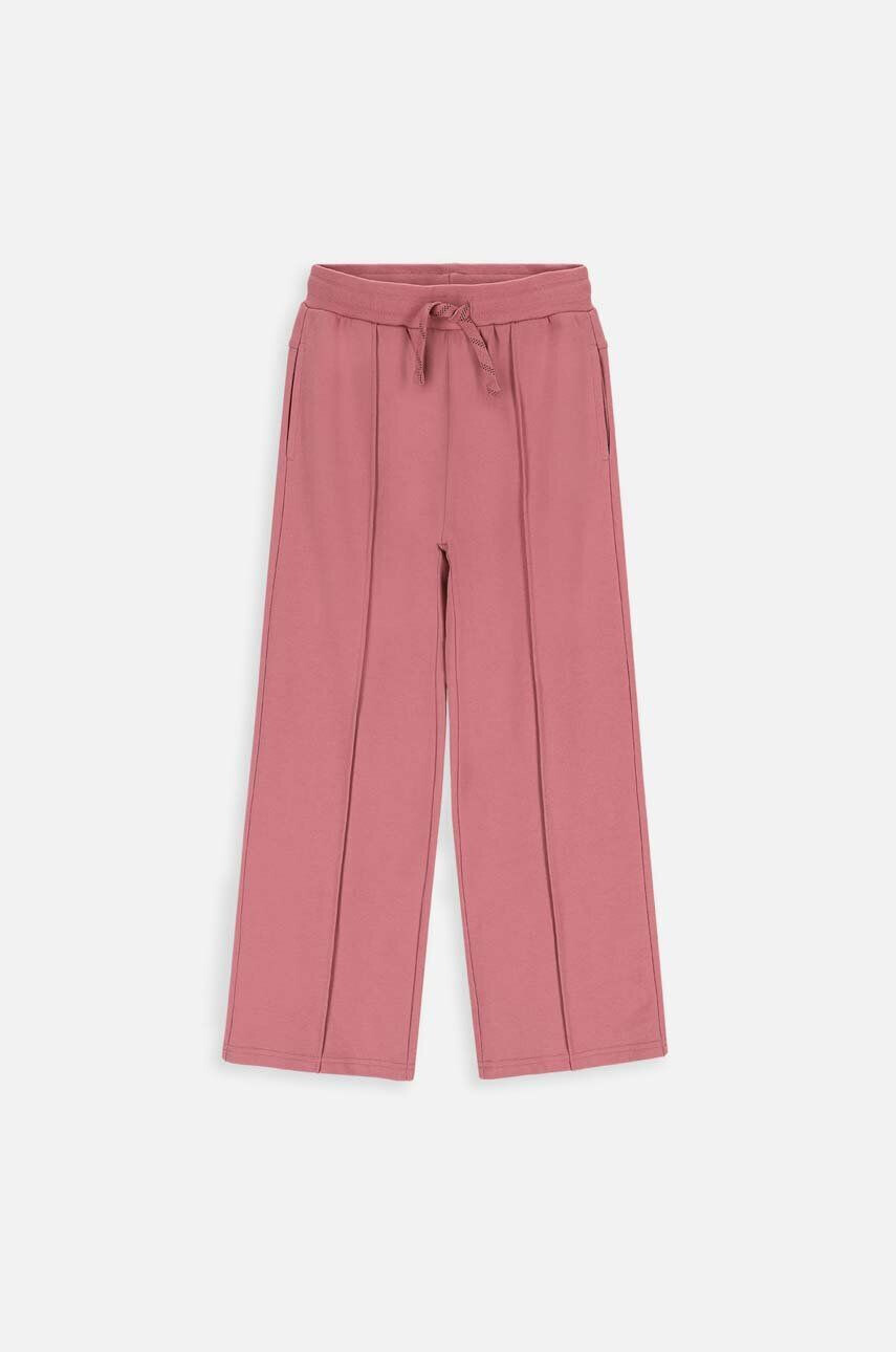 Coccodrillo pantaloni de trening din bumbac pentru copii culoarea roz neted - Pled.ro