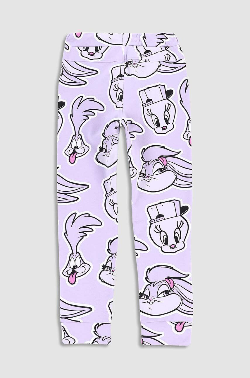 Coccodrillo pantaloni de trening din bumbac pentru copii x Looney Tunes culoarea violet modelator - Pled.ro