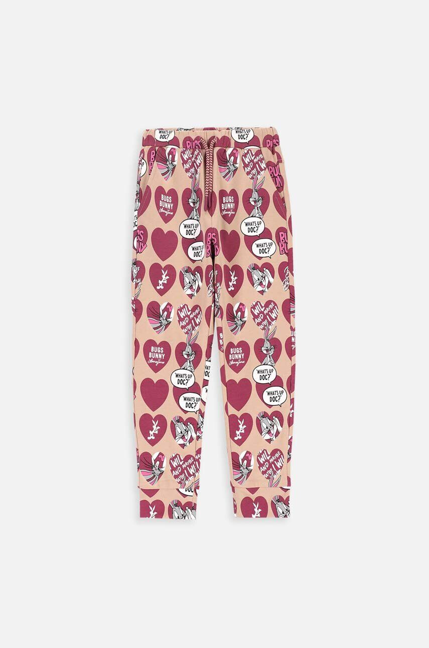 Coccodrillo pantaloni de trening din bumbac pentru copii x Looney Tunes culoarea maro modelator - Pled.ro