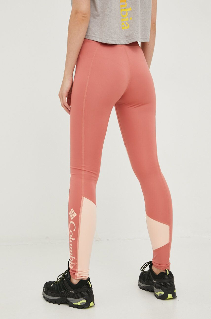 Columbia leggins sport Lodge Colorblock femei culoarea portocaliu cu imprimeu - Pled.ro