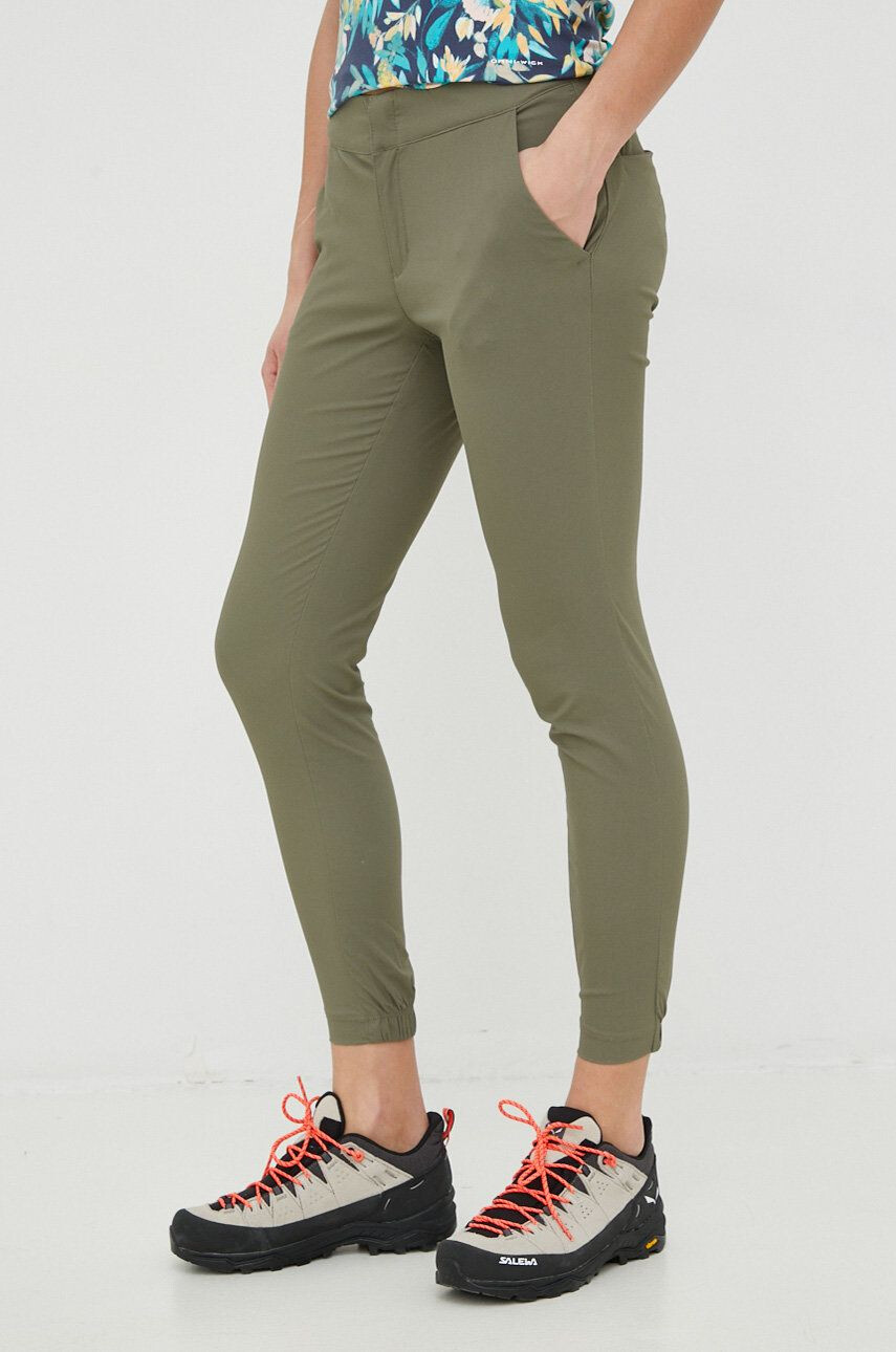 Columbia pantaloni de exterior Firwood Camp II femei culoarea verde drept medium waist - Pled.ro