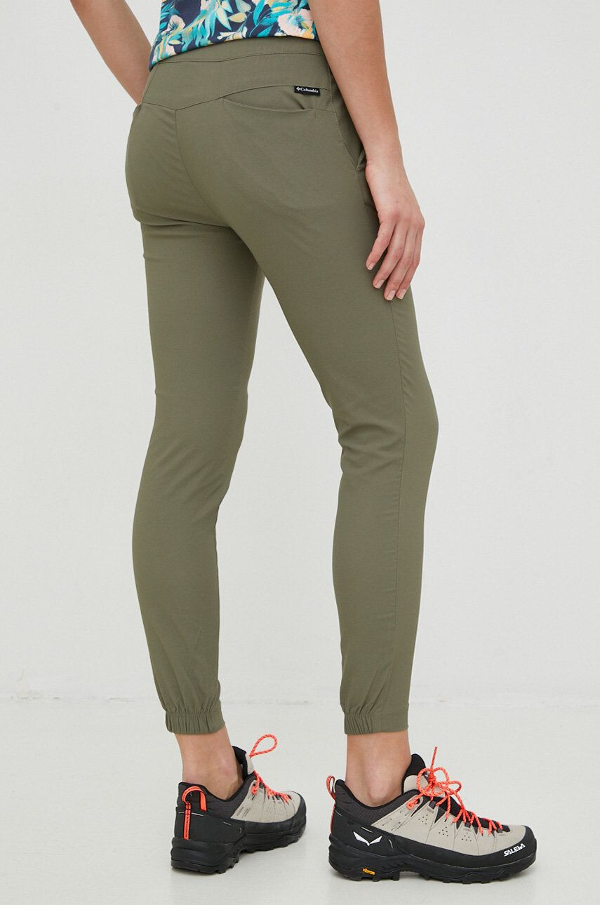 Columbia pantaloni de exterior Firwood Camp II femei culoarea verde drept medium waist - Pled.ro