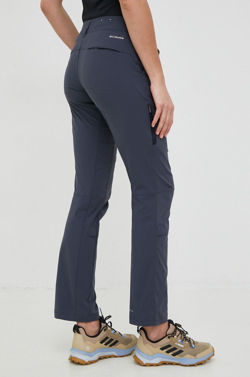 Columbia pantaloni de exterior Saturday Trail femei culoarea albastru marin drept high waist - Pled.ro