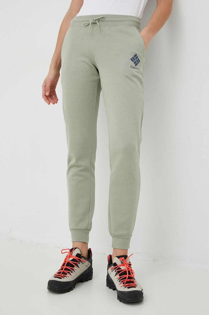 Columbia pantaloni de trening femei culoarea verde neted - Pled.ro