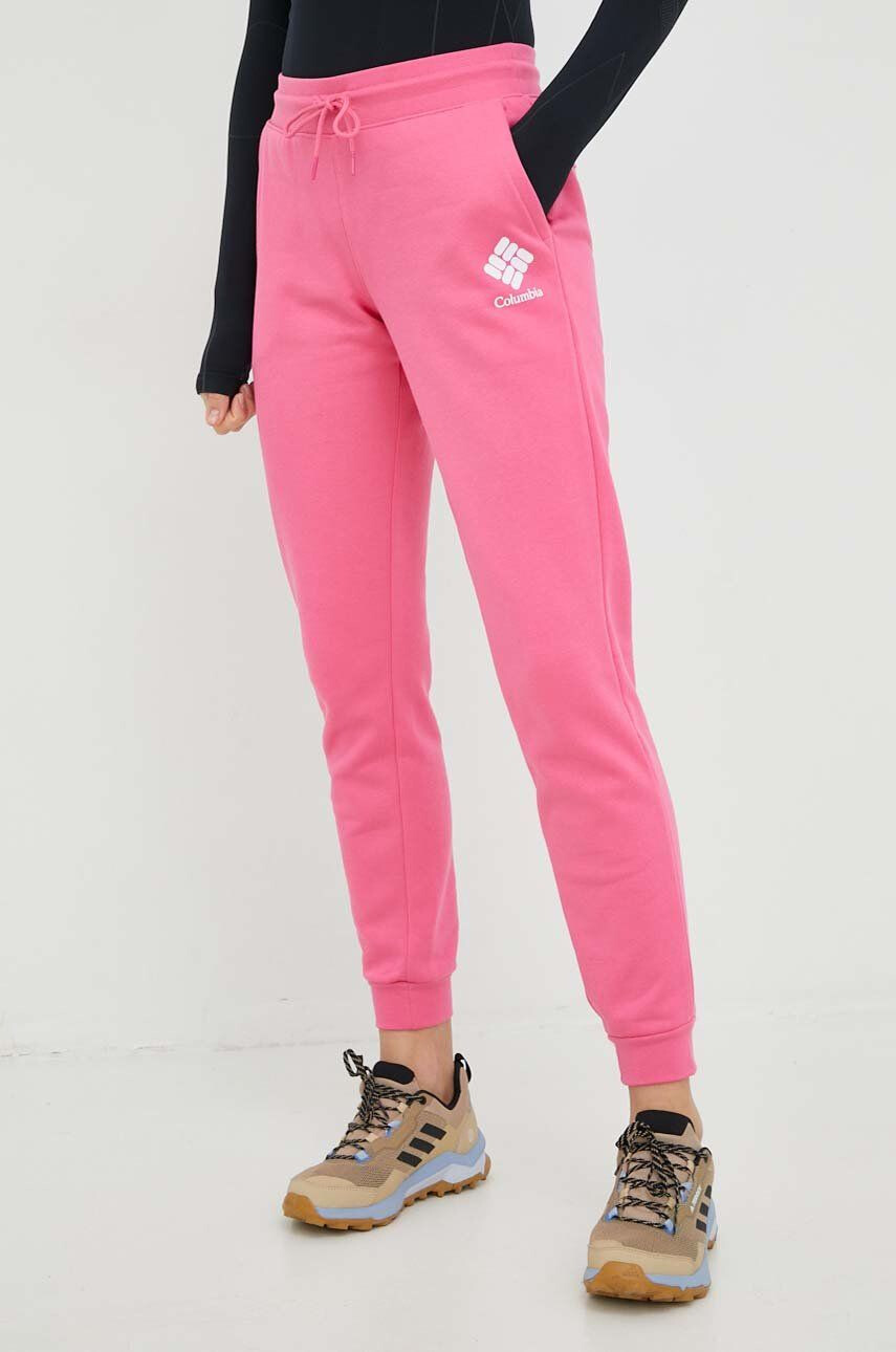 Columbia pantaloni de trening femei culoarea roz neted - Pled.ro