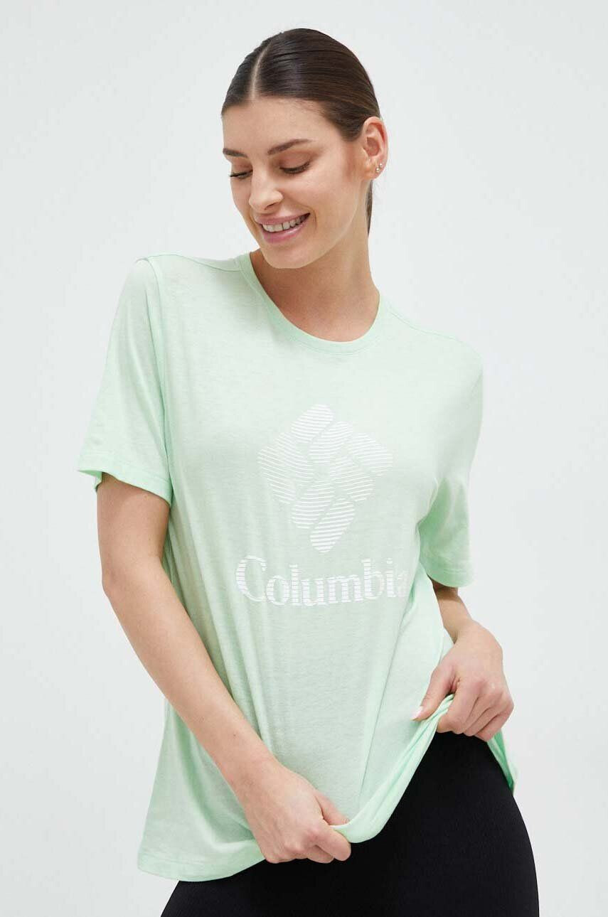 Columbia tricou femei culoarea verde - Pled.ro