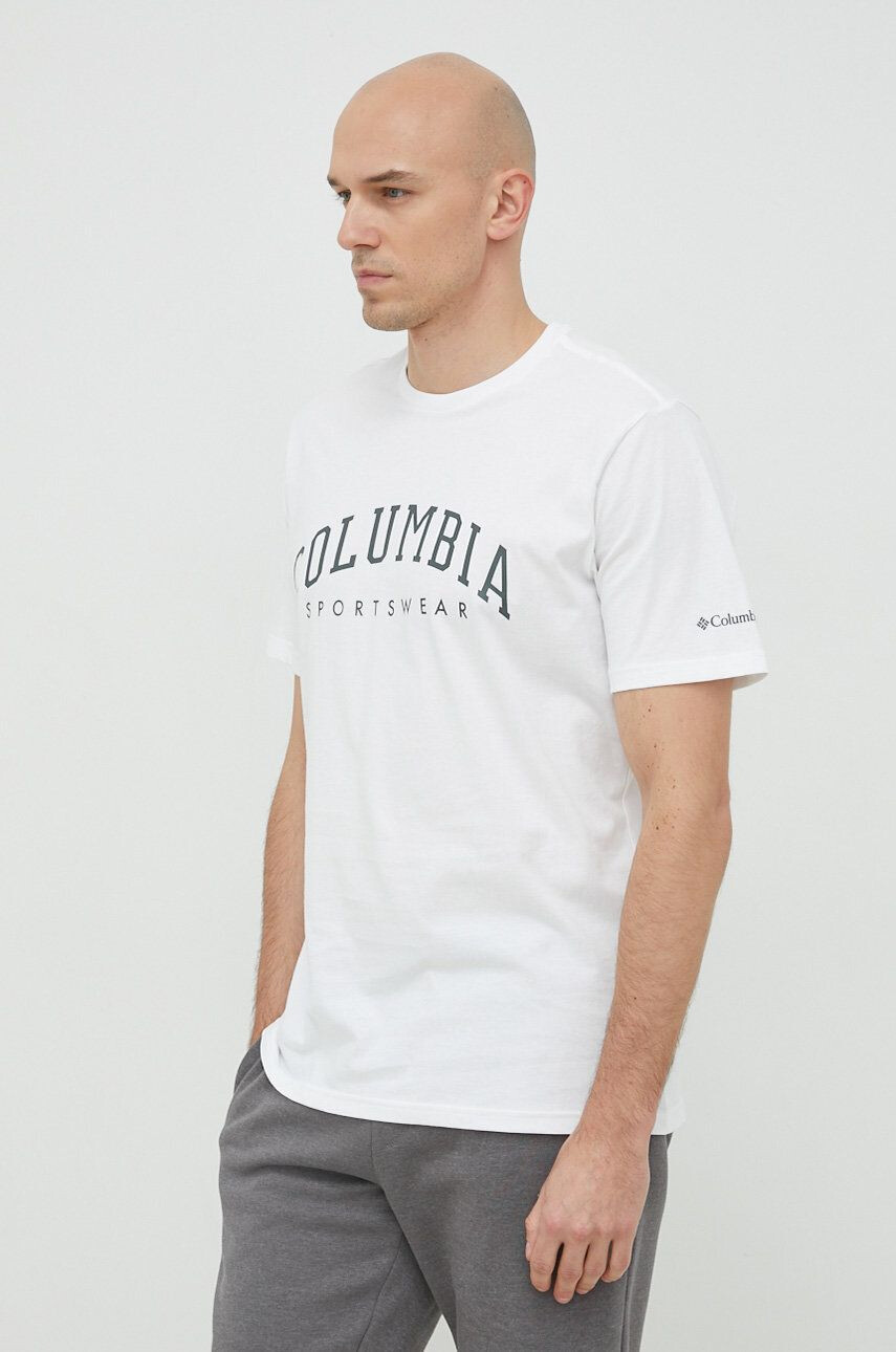 Columbia tricou din bumbac culoarea alb modelator - Pled.ro