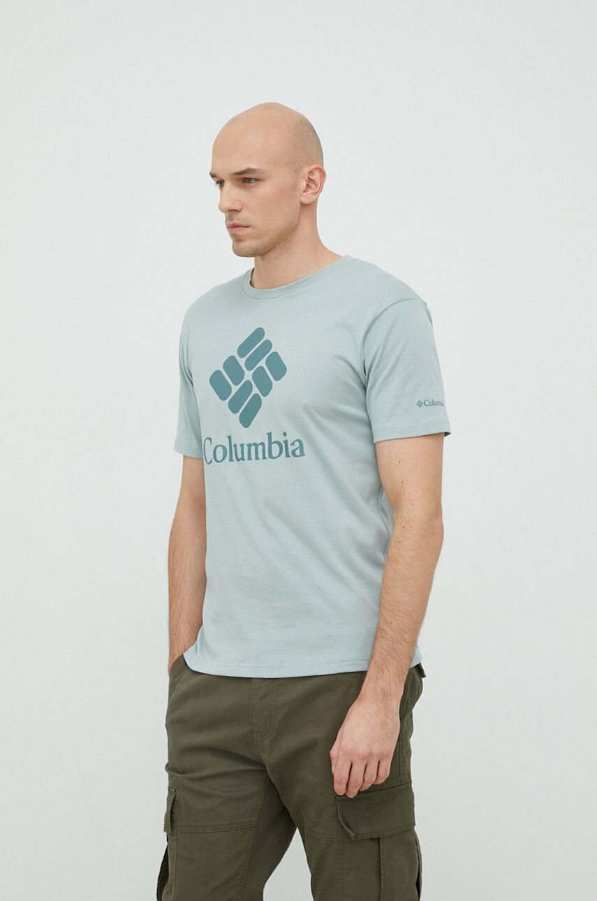 Columbia tricou sport Pacific Crossing II culoarea turcoaz cu imprimeu - Pled.ro