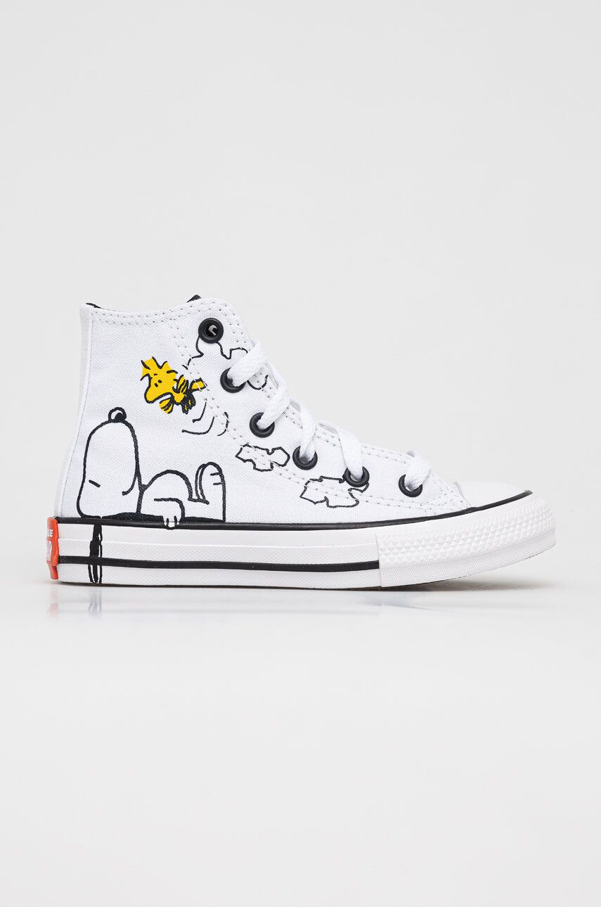 Converse tenisi copii Peanuts Chuck Taylor All Star culoarea alb - Pled.ro