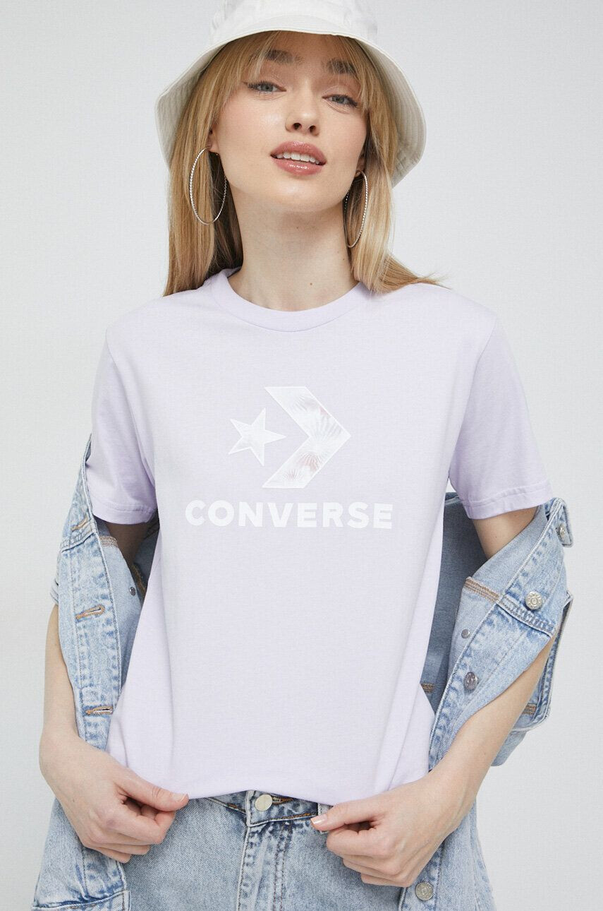 Converse tricou din bumbac culoarea violet - Pled.ro