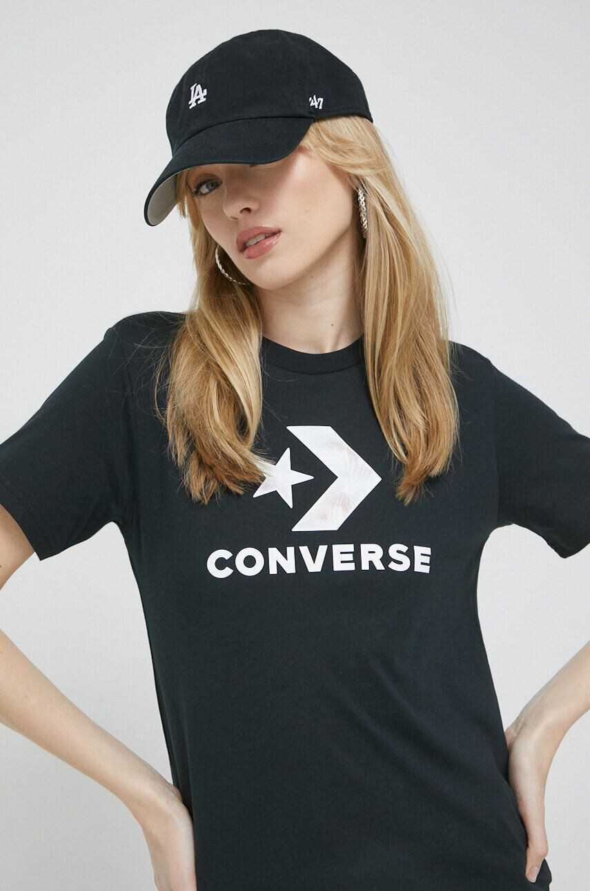 Converse tricou din bumbac culoarea negru - Pled.ro