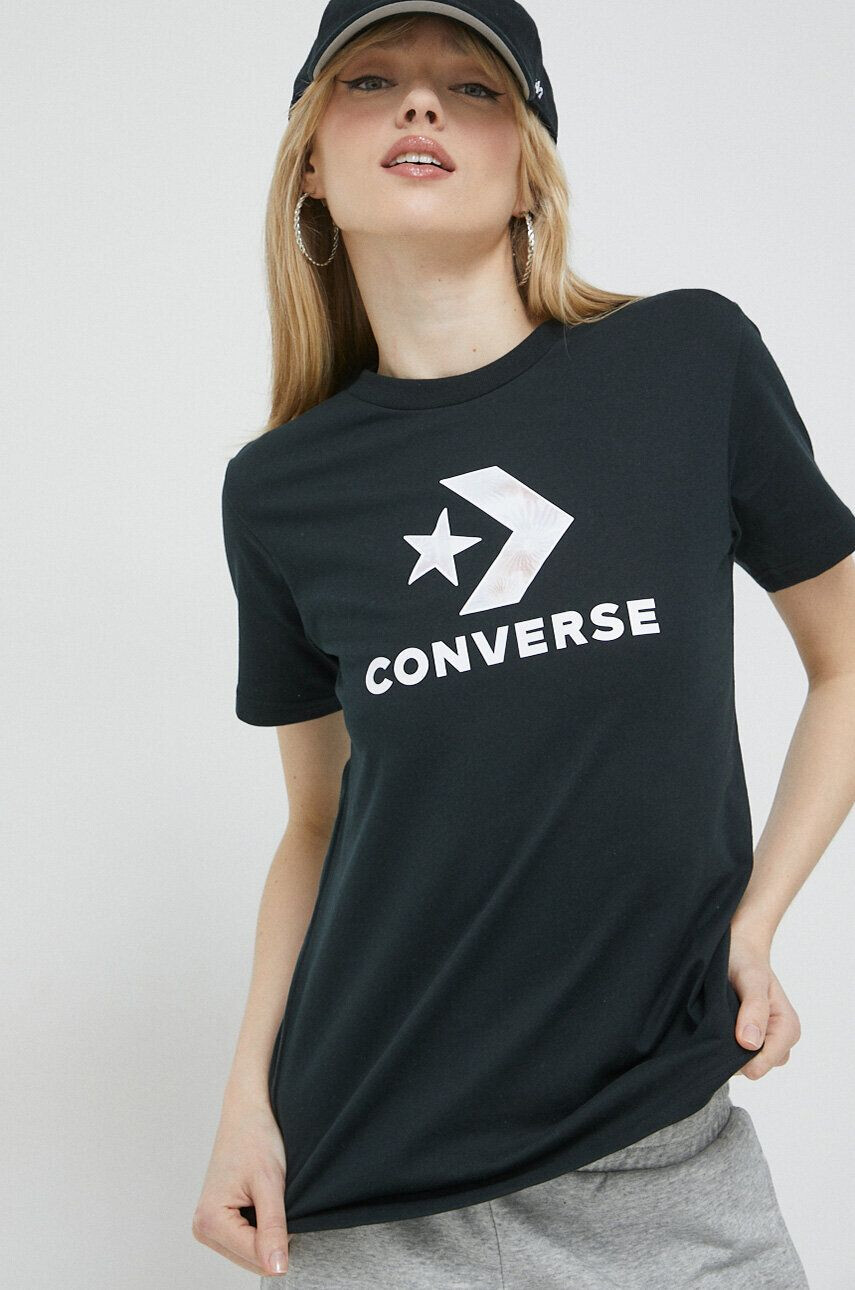 Converse tricou din bumbac culoarea negru - Pled.ro