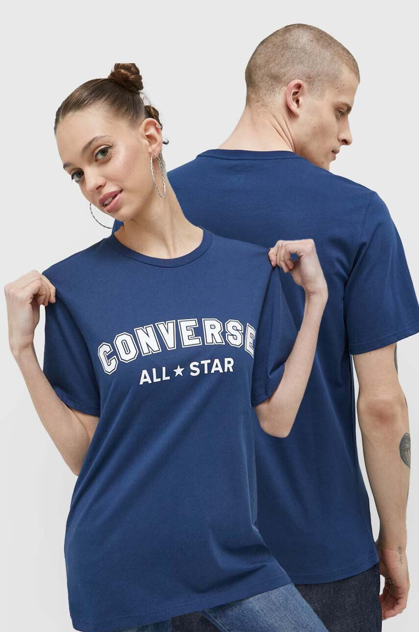 Converse tricou din bumbac culoarea albastru marin cu imprimeu - Pled.ro