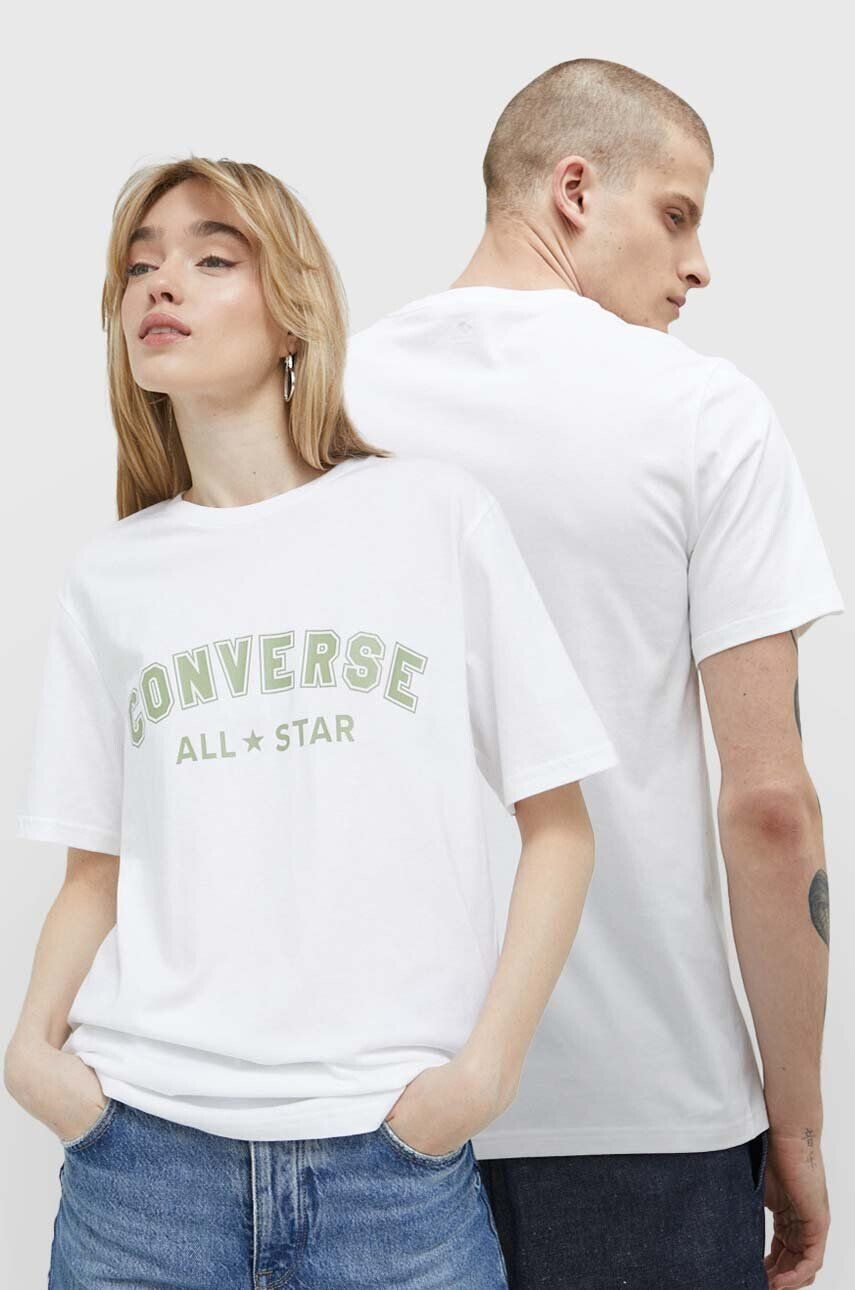 Converse tricou din bumbac culoarea alb cu imprimeu 10025459.A03-WHITE - Pled.ro