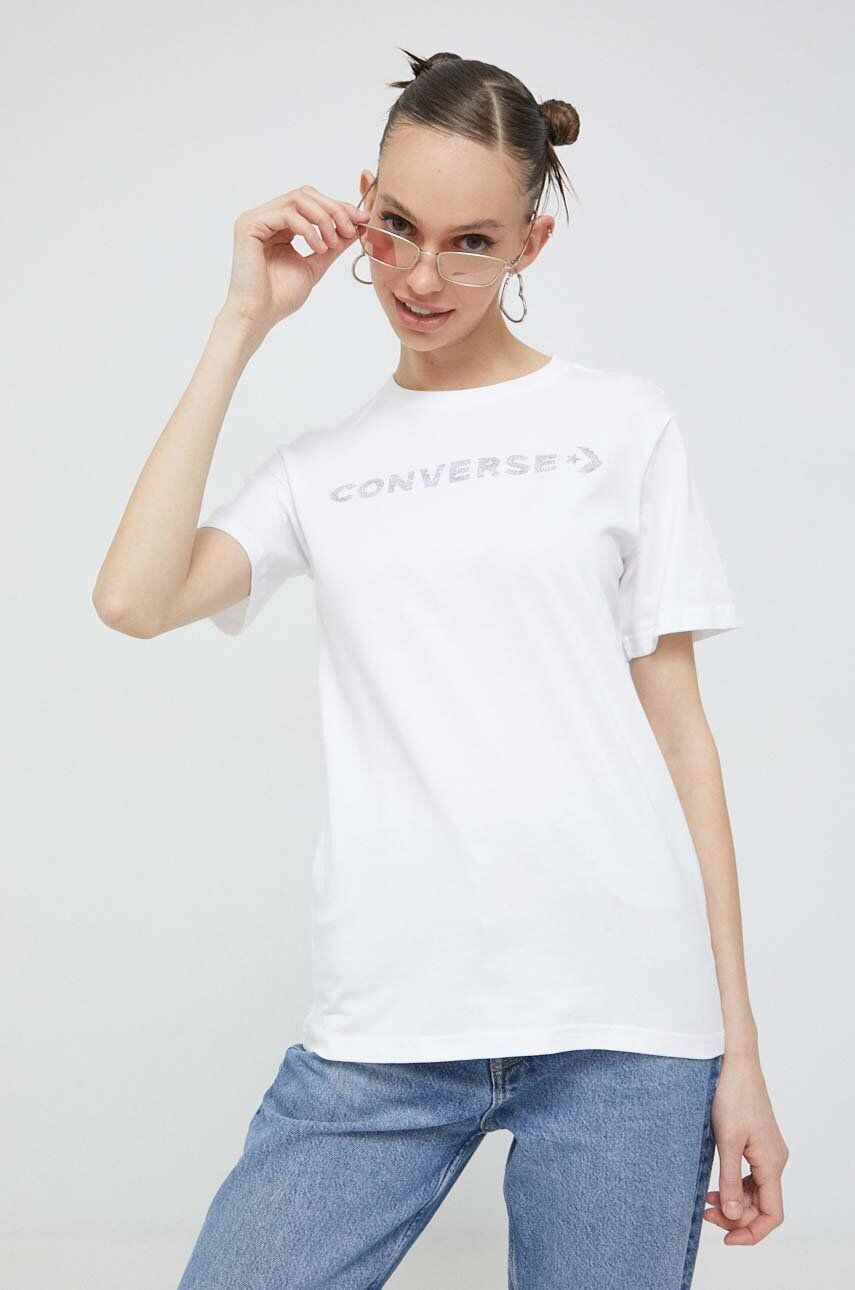 Converse tricou din bumbac culoarea alb - Pled.ro