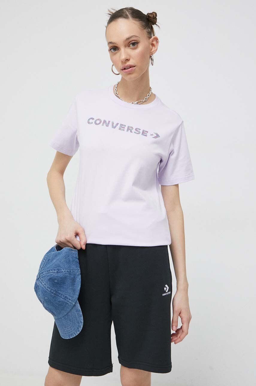 Converse tricou din bumbac culoarea violet - Pled.ro