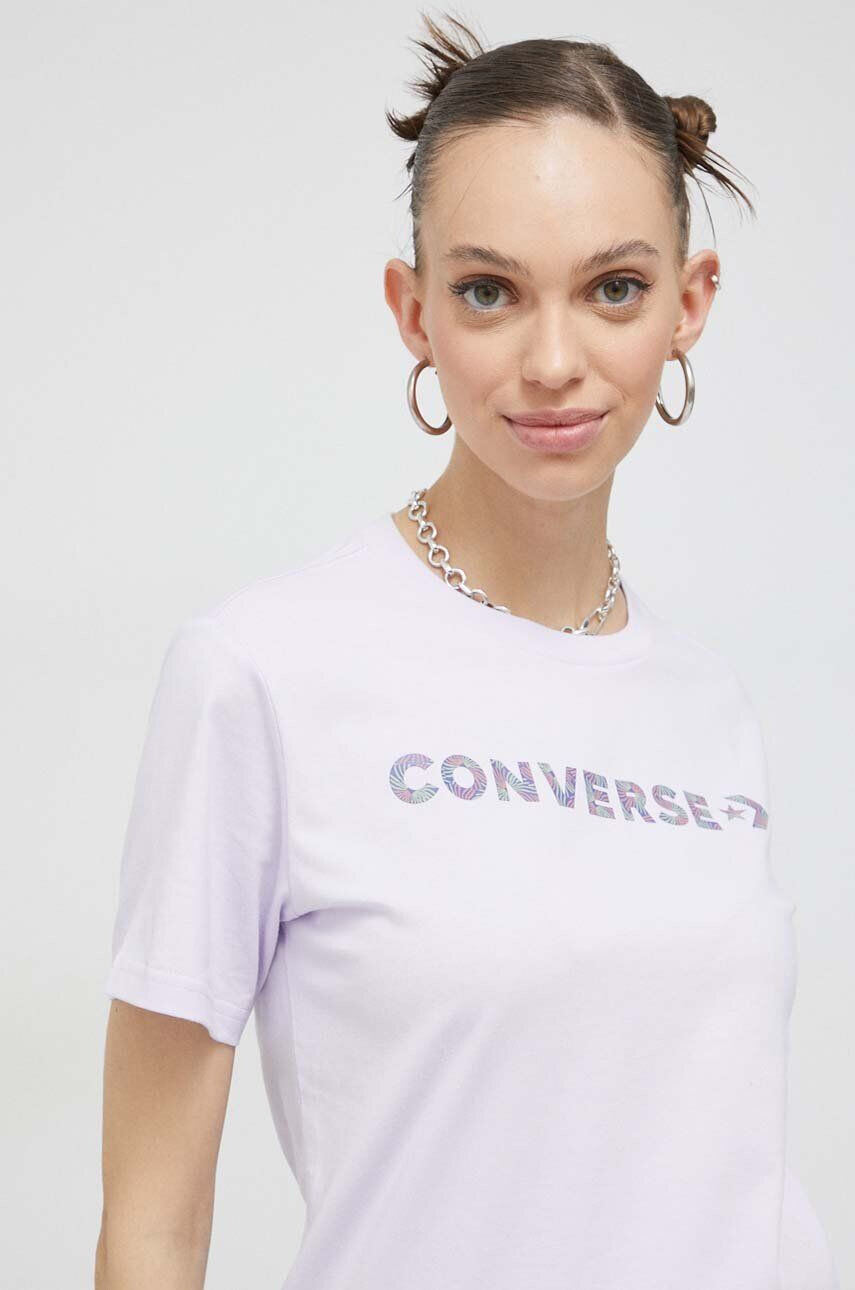 Converse tricou din bumbac culoarea violet - Pled.ro