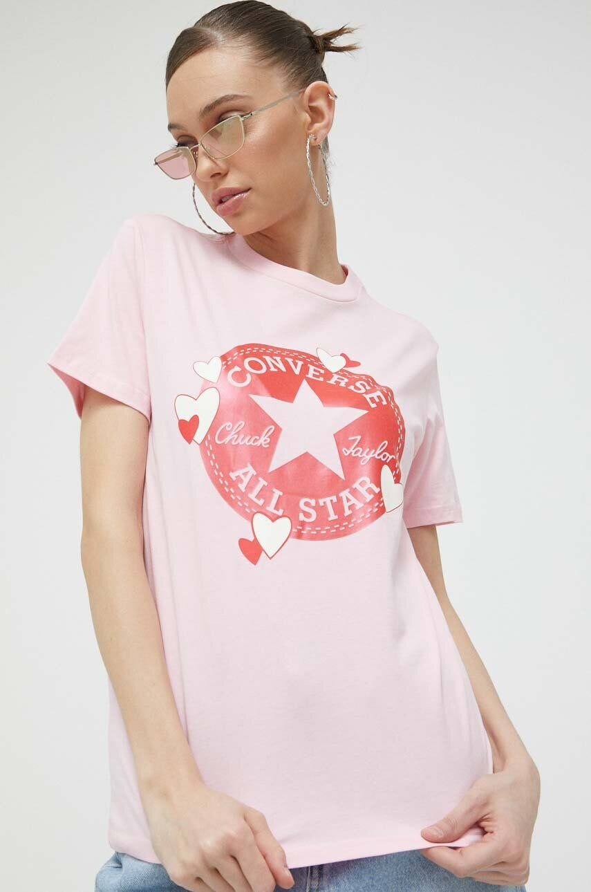 Converse tricou din bumbac culoarea roz - Pled.ro