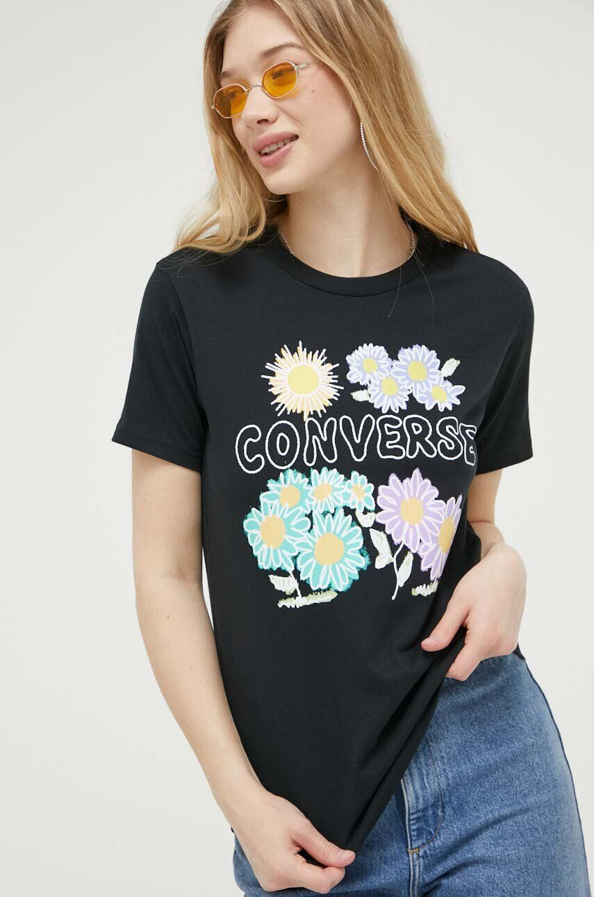 Converse tricou din bumbac culoarea negru - Pled.ro