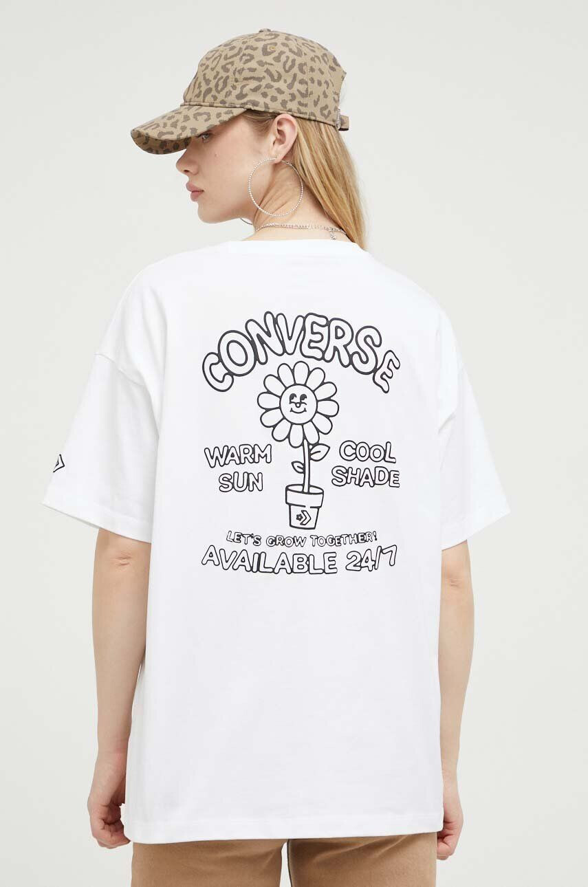 Converse tricou din bumbac culoarea alb - Pled.ro