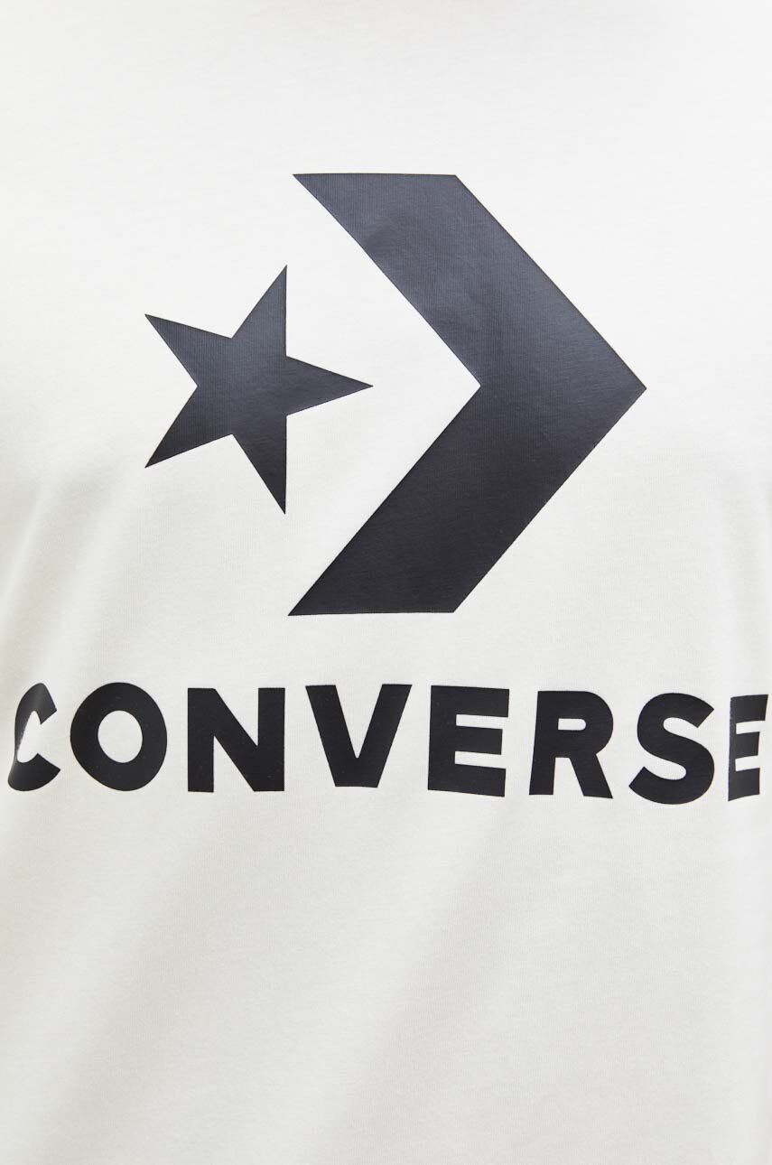 Converse tricou din bumbac culoarea bej cu imprimeu - Pled.ro