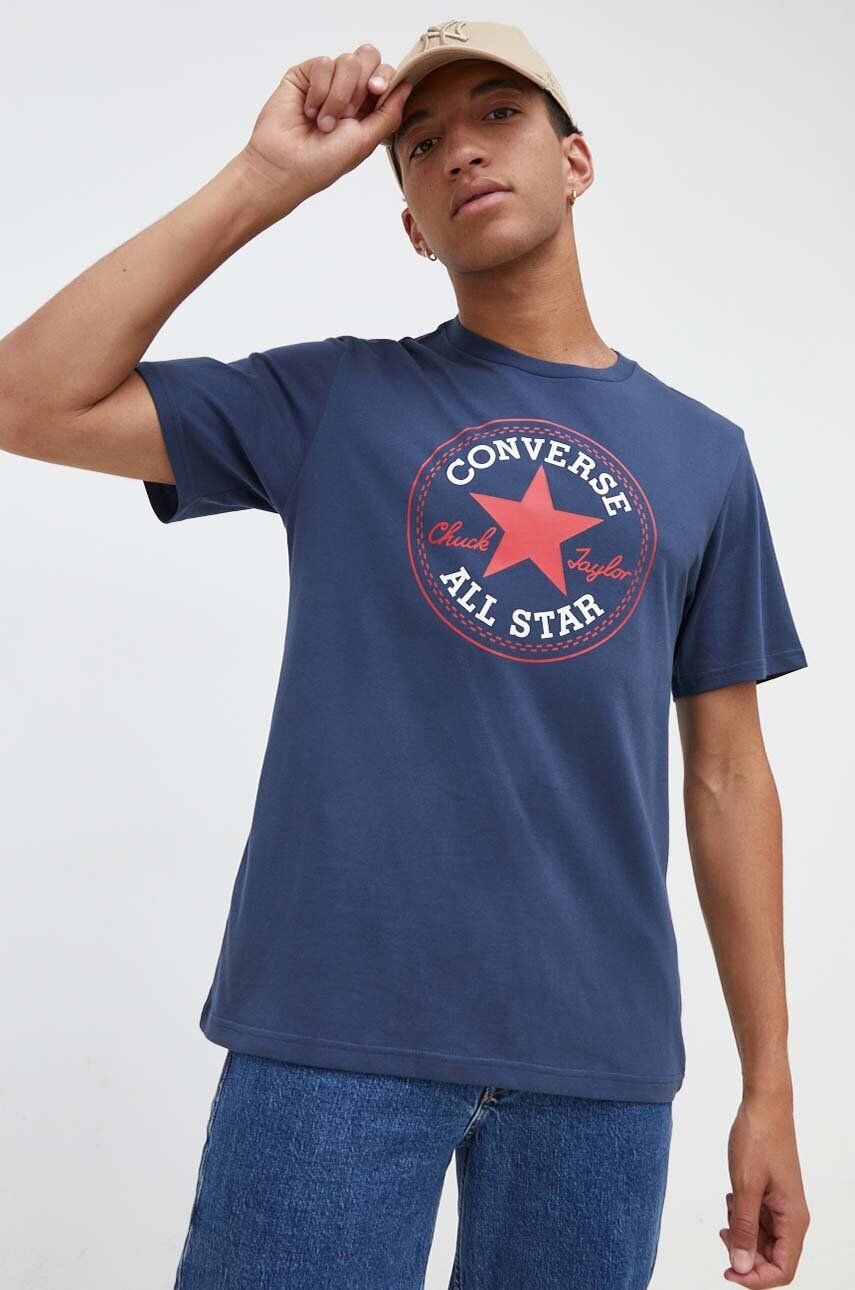 Converse tricou din bumbac culoarea albastru marin cu imprimeu - Pled.ro