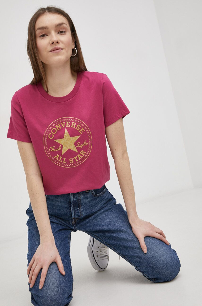 Converse tricou din bumbac culoarea roz 10023446.A03-Midnight.H - Pled.ro