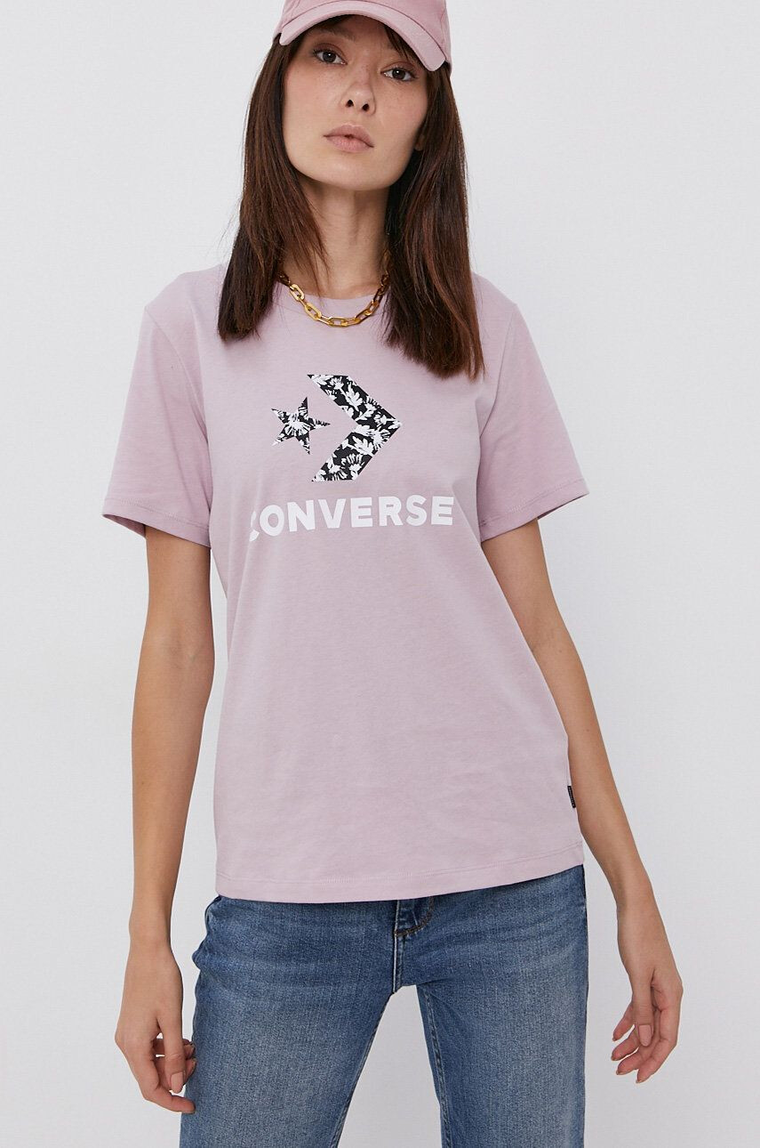 Converse Tricou din bumbac culoarea roz - Pled.ro