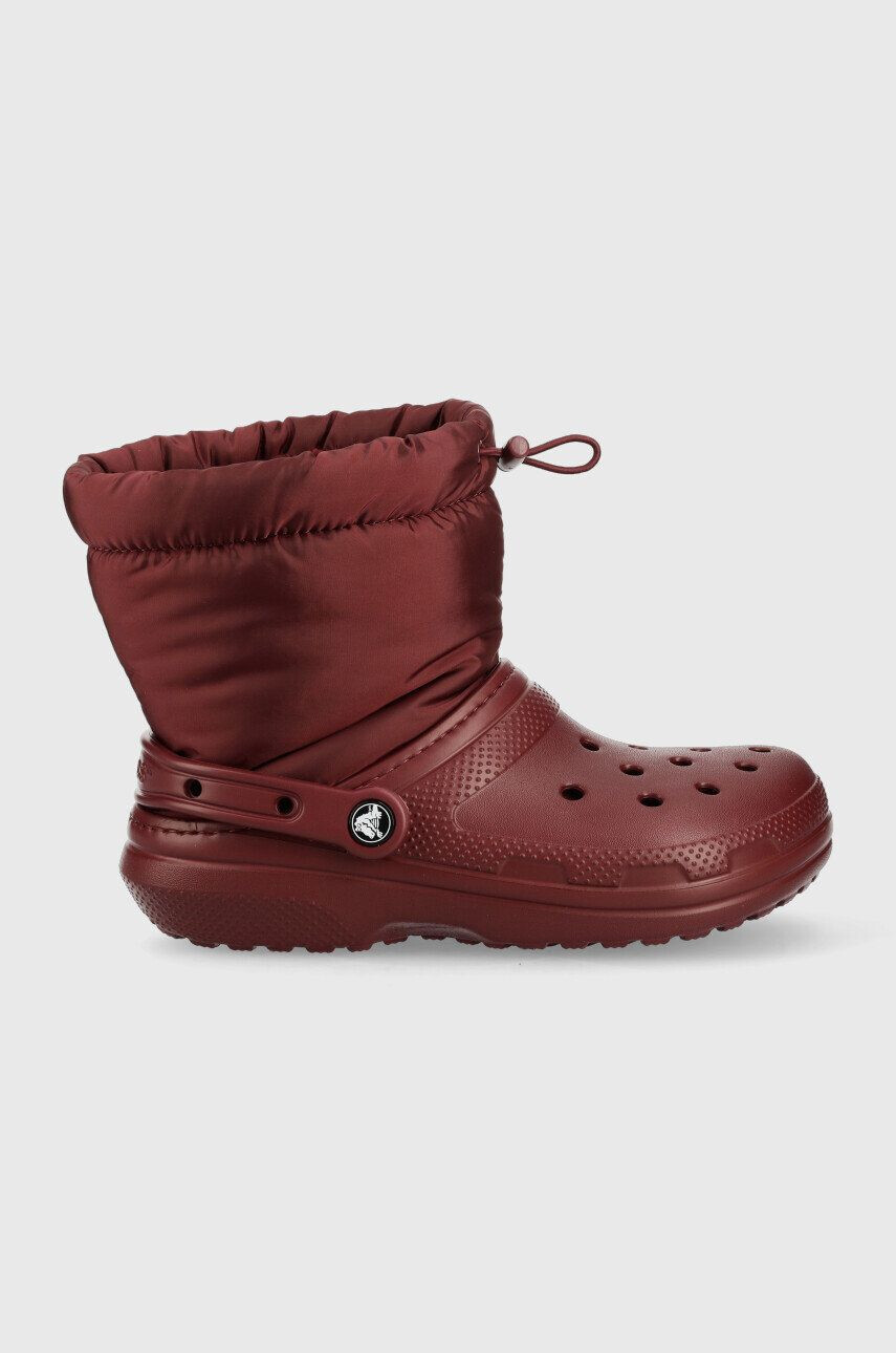 Crocs cizme de iarna Classic Lined Neo Puff Boot culoarea bordo - Pled.ro