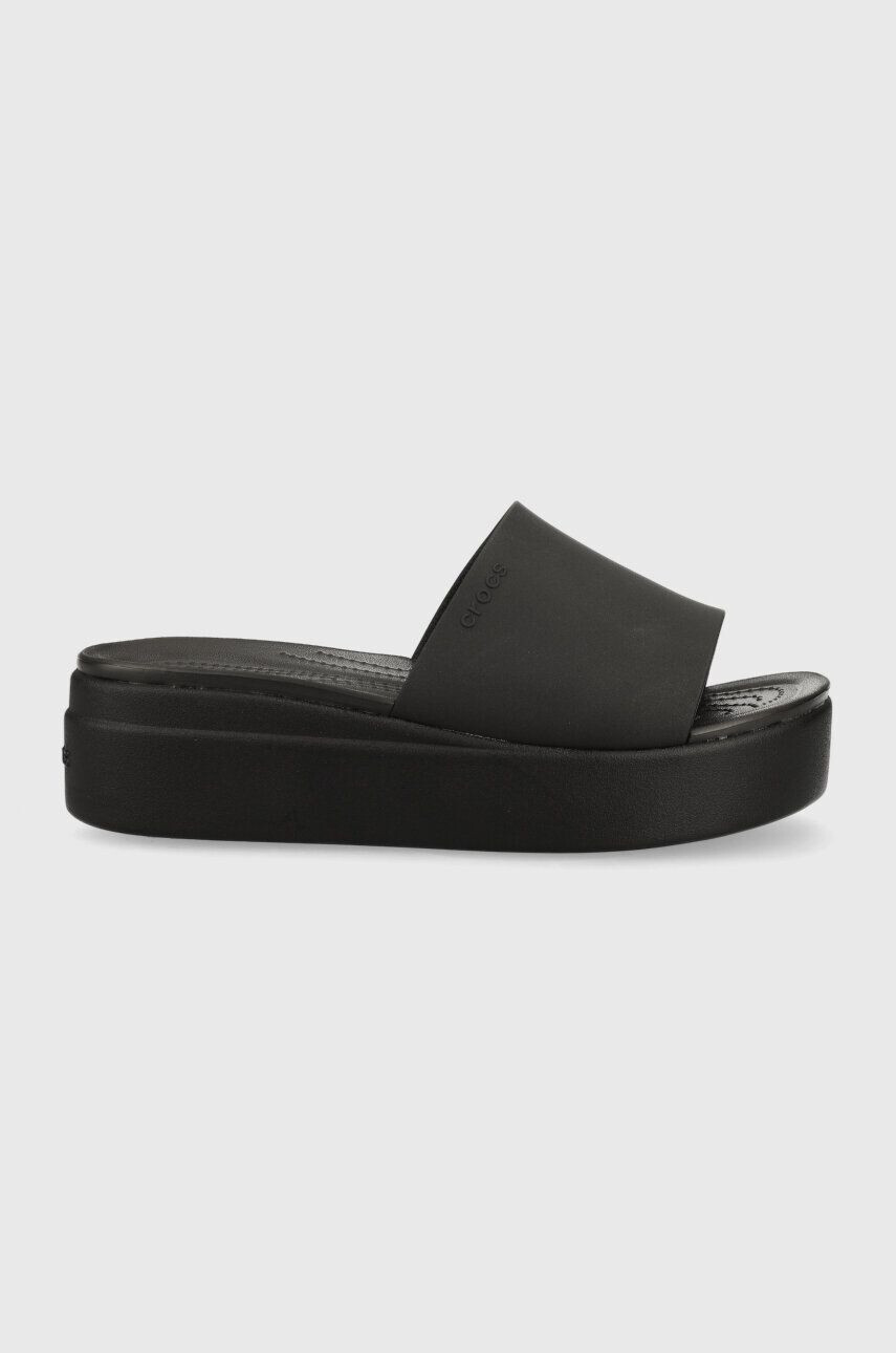 Crocs papuci Brooklym Slide femei culoarea negru cu platforma 208728 - Pled.ro