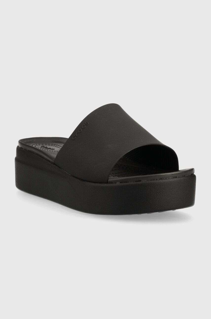 Crocs papuci Brooklym Slide femei culoarea negru cu platforma 208728 - Pled.ro