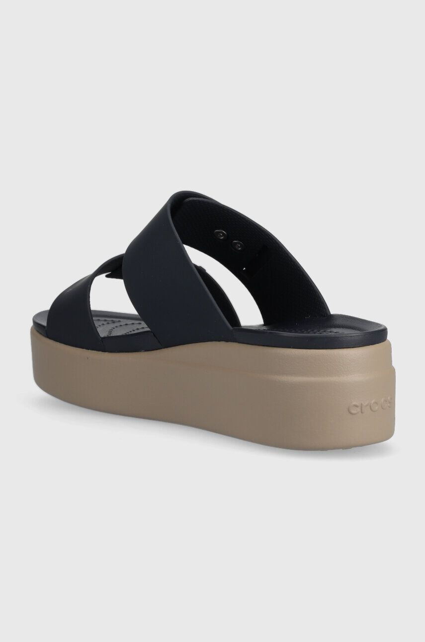 Crocs papuci Brooklyn Low Wedge Sandal femei culoarea albastru marin cu platforma 207431 - Pled.ro