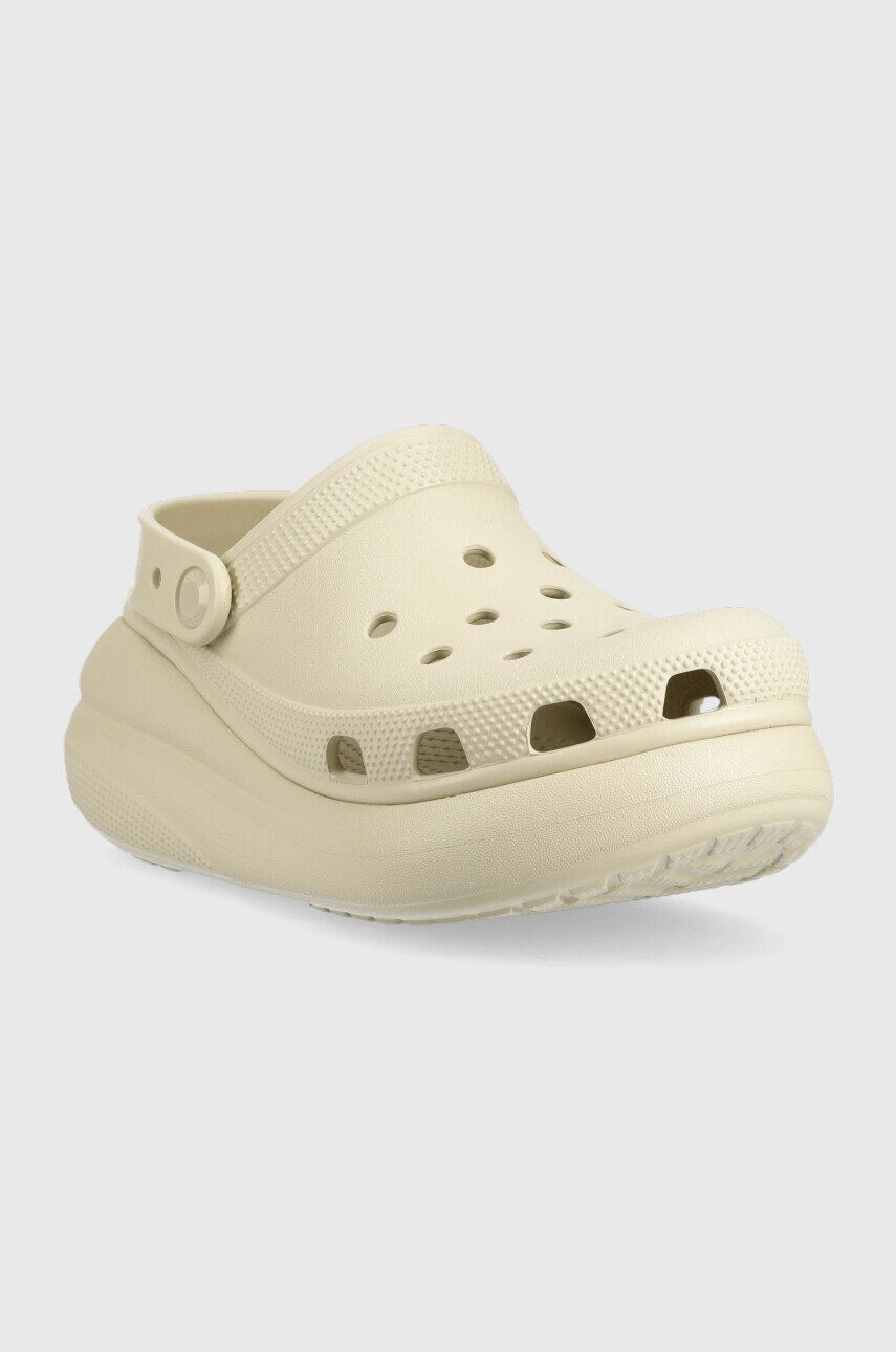 Crocs papuci Classic Crush Clog femei culoarea bej cu platforma 207521.2Y2.D-BONE - Pled.ro