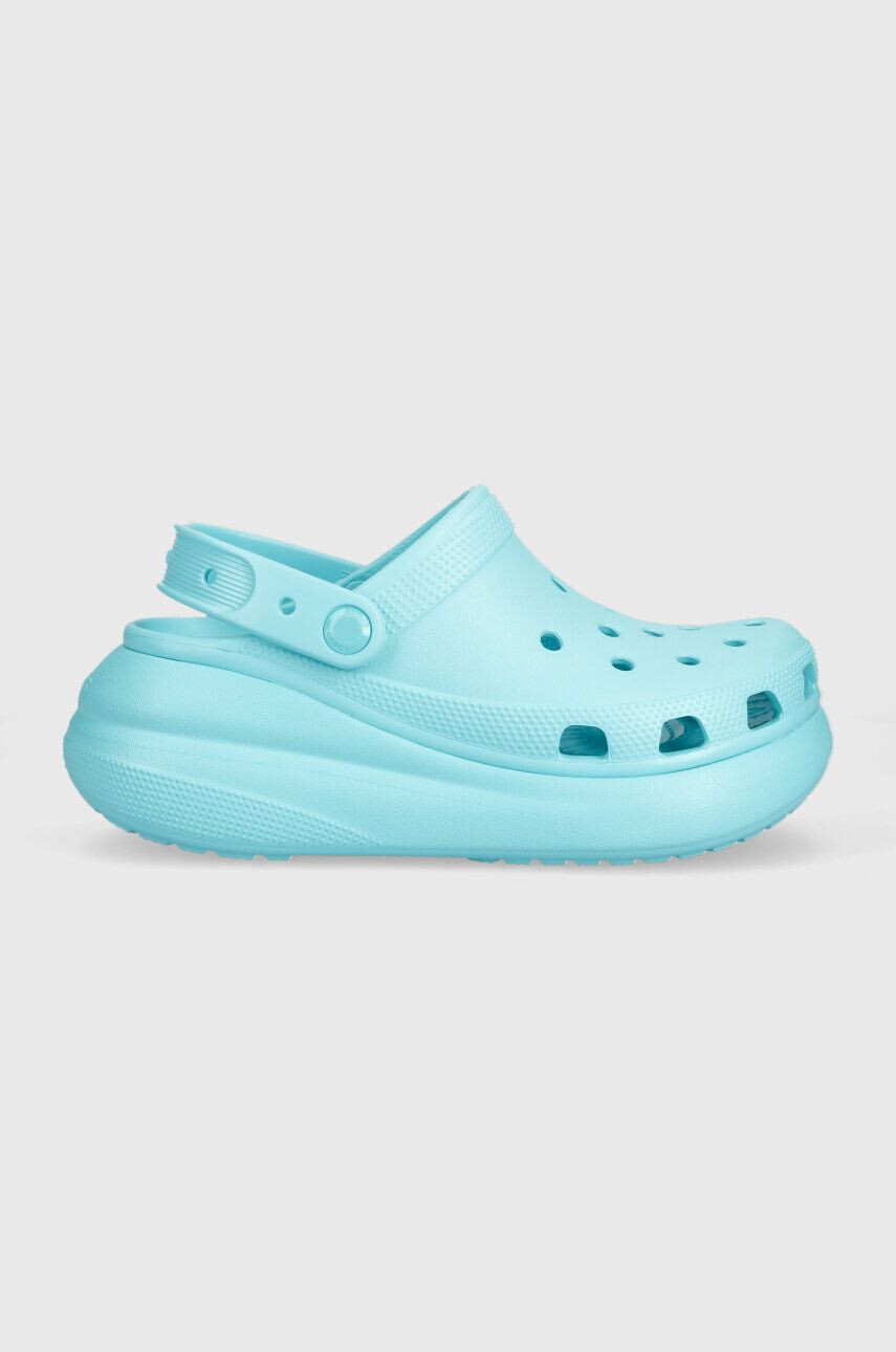 Crocs papuci Classic Crush Clog femei culoarea turcoaz cu platforma 207521 - Pled.ro