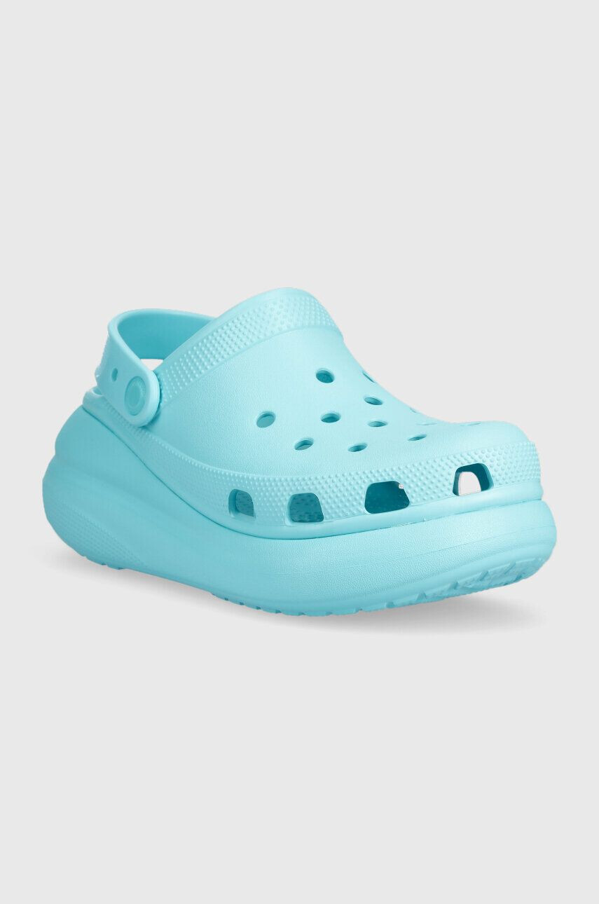 Crocs papuci Classic Crush Clog femei culoarea turcoaz cu platforma 207521 - Pled.ro